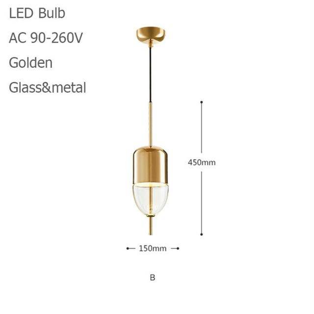 Pendente LED de design com formato original (azul ou dourado)