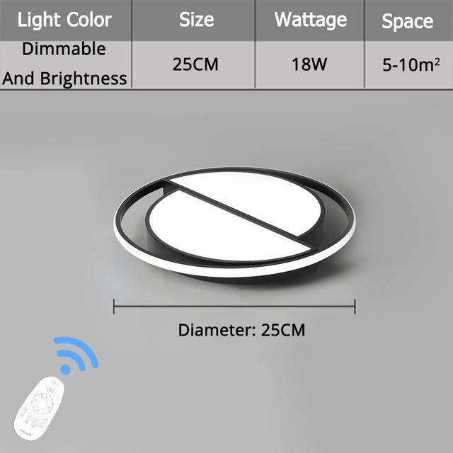 Design de luz de teto LED semicírculo deslocada em círculo Home