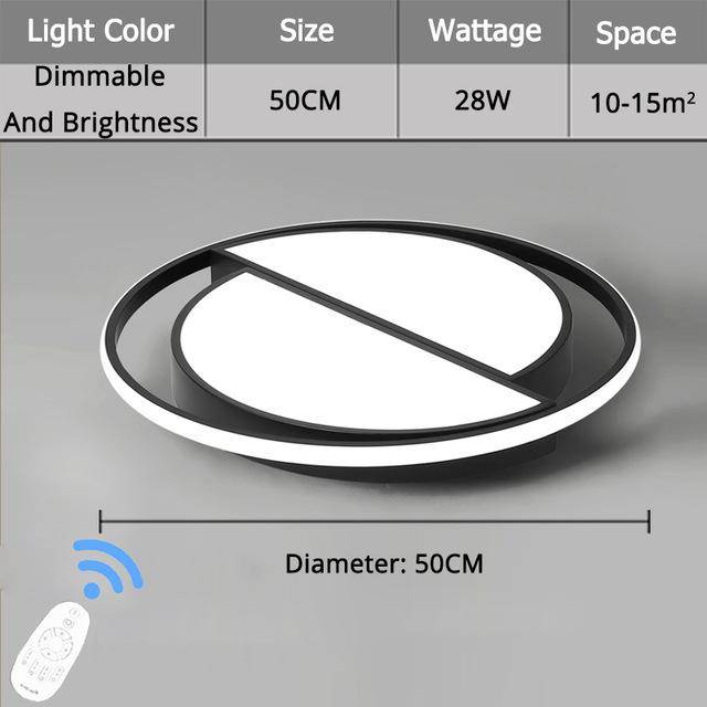 Design de luz de teto LED semicírculo deslocada em círculo Home