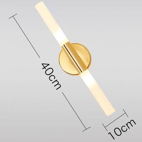 Aplique LED de design em tubo dourado e vidro