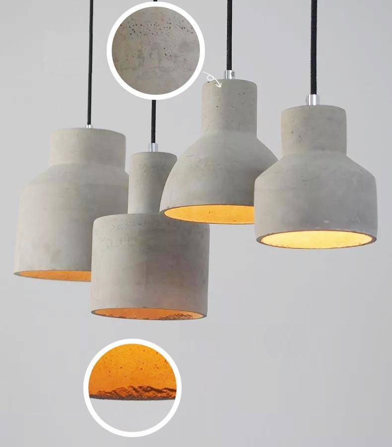 Luminária pendente LED de cimento de design (vários formatos)