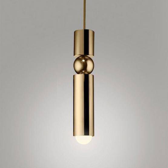 Luminária pendente LED tubo dourado com bola