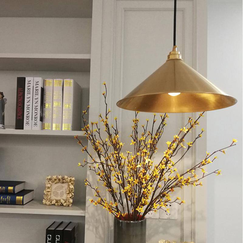 Luminária pendente LED de design em forma de cone dourado Retro