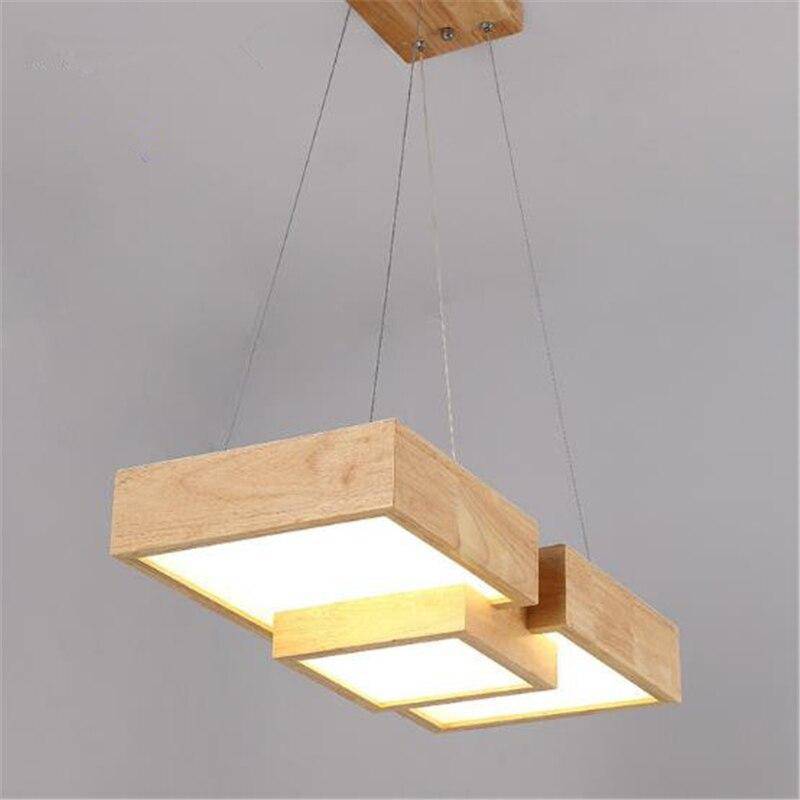 Lustre quadrado LED de madeira com design estilo japonês