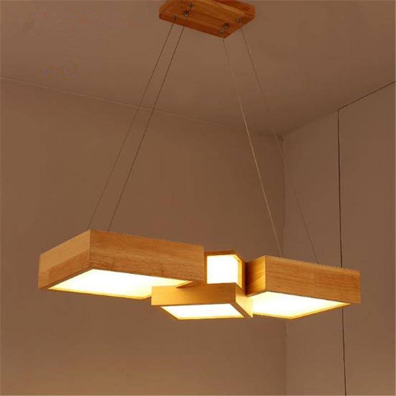 Lustre quadrado LED de madeira com design estilo japonês