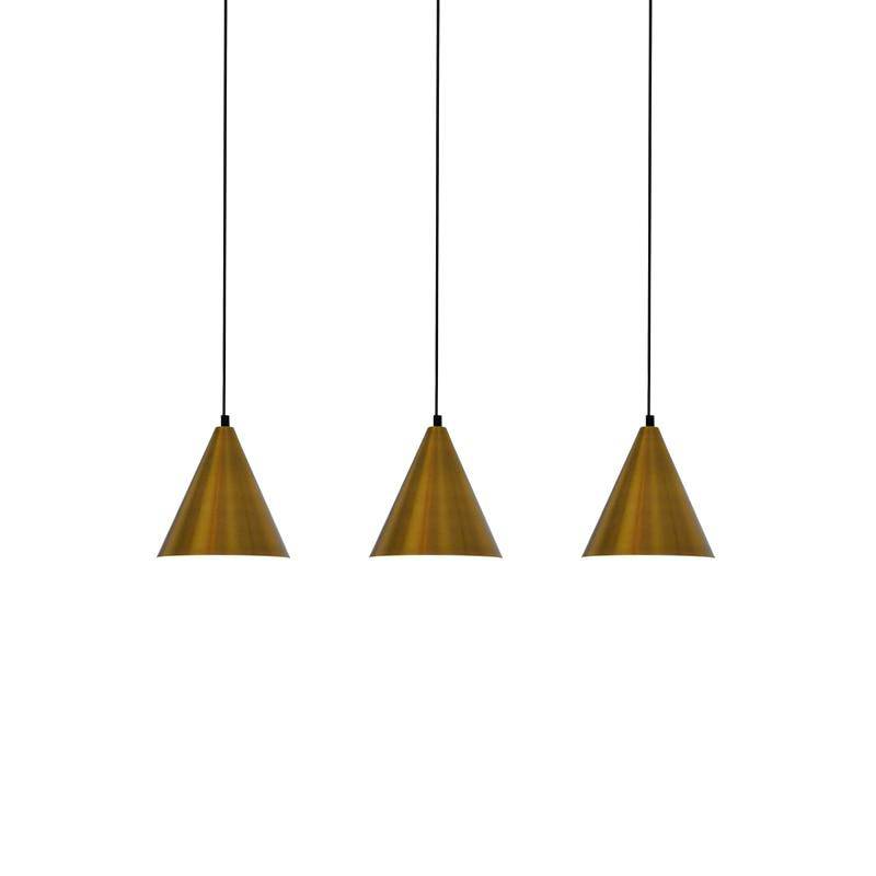 Luminária pendente luxuosa de design dourado em forma de cone