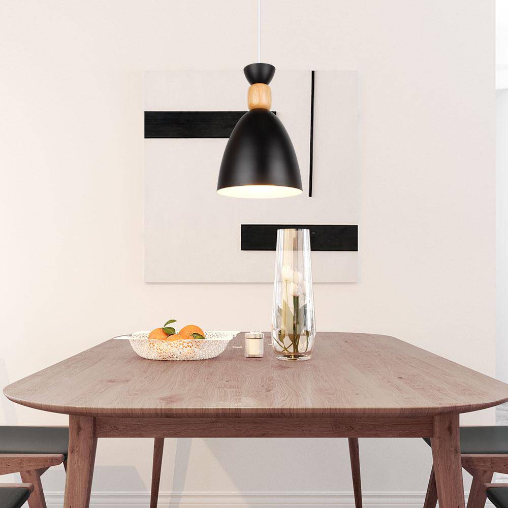 Luminária pendente LED de design em metal e madeira Madeira