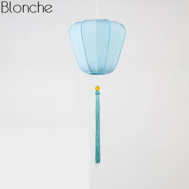 Luminária pendente LED de tecido estilo chinês