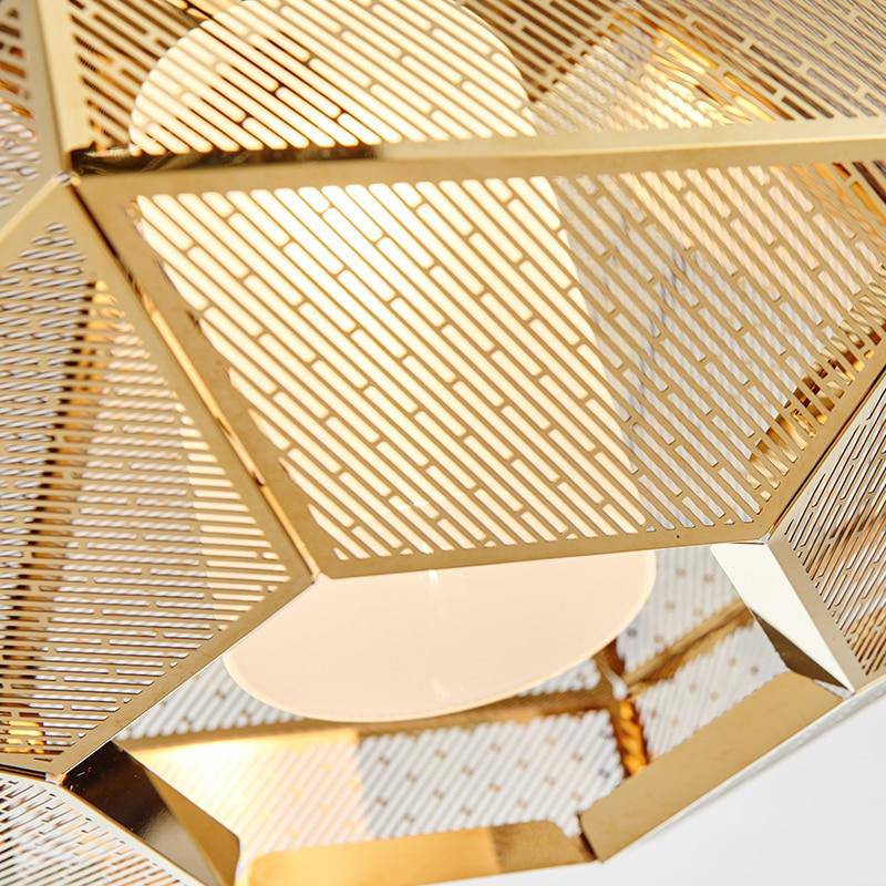 Luminária pendente LED geométrica dourada moderna