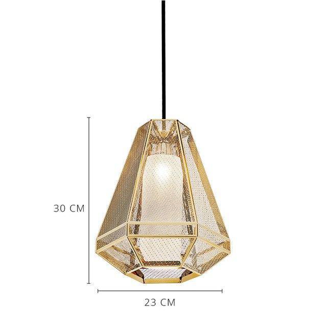 Luminária pendente LED geométrica dourada moderna