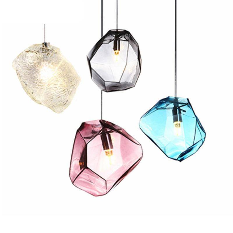 Luminária pendente com design de cristal colorido