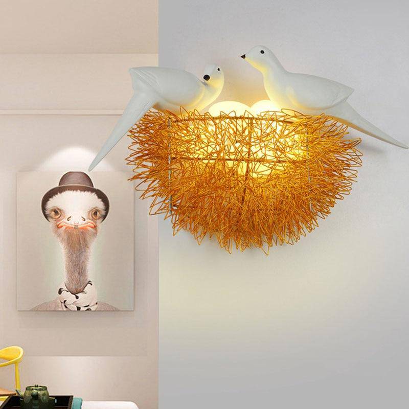 Aplique LED em forma de ninho de pássaro