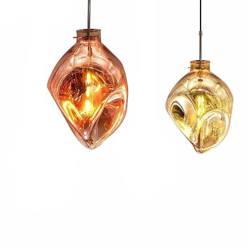 Luminária pendente LED design em vidro distorcido cor Lava
