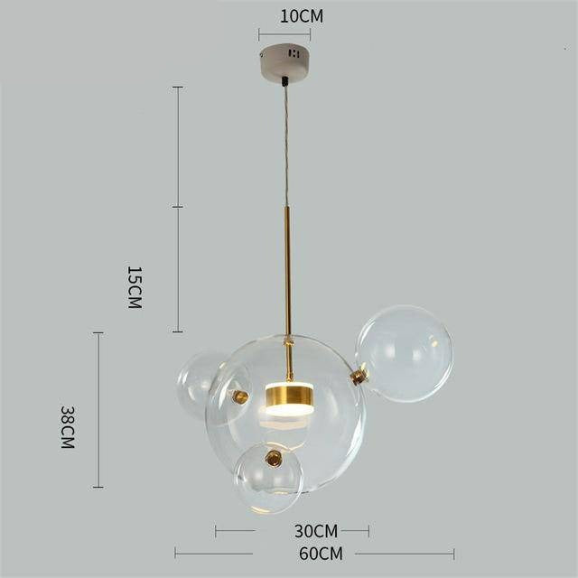Luminária pendente LED de design com várias bolas de vidro Loft