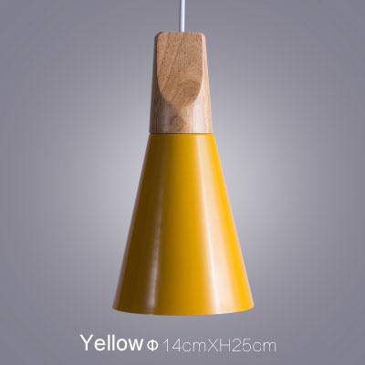 Luminária pendente LED em forma de cone de madeira e alumínio
