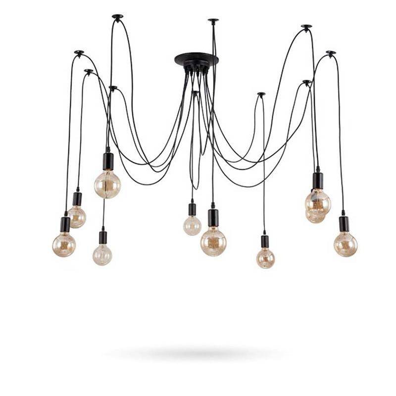 Luminária pendente de design com lâmpadas suspensas no cabo de jantar