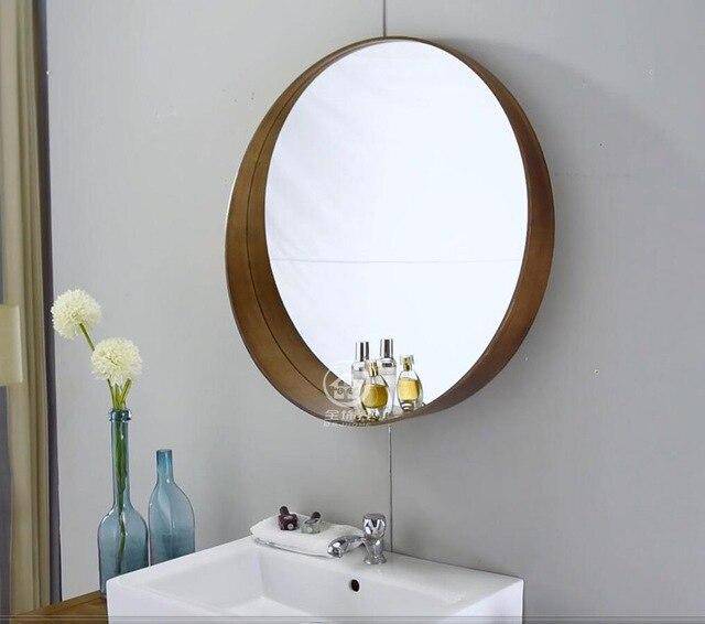 Espelho de parede redondo com borda de metal colorida
