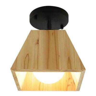 Plafon com luminária japonesa de cone de madeira