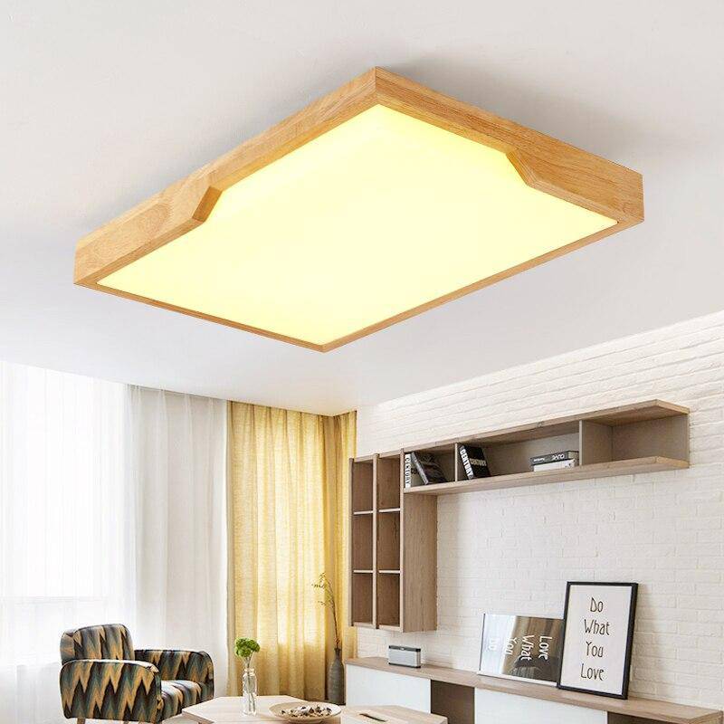 Plafon LED retangular de madeira Tatami