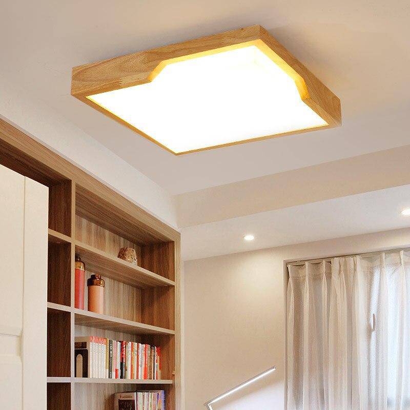 Plafon LED retangular de madeira Tatami