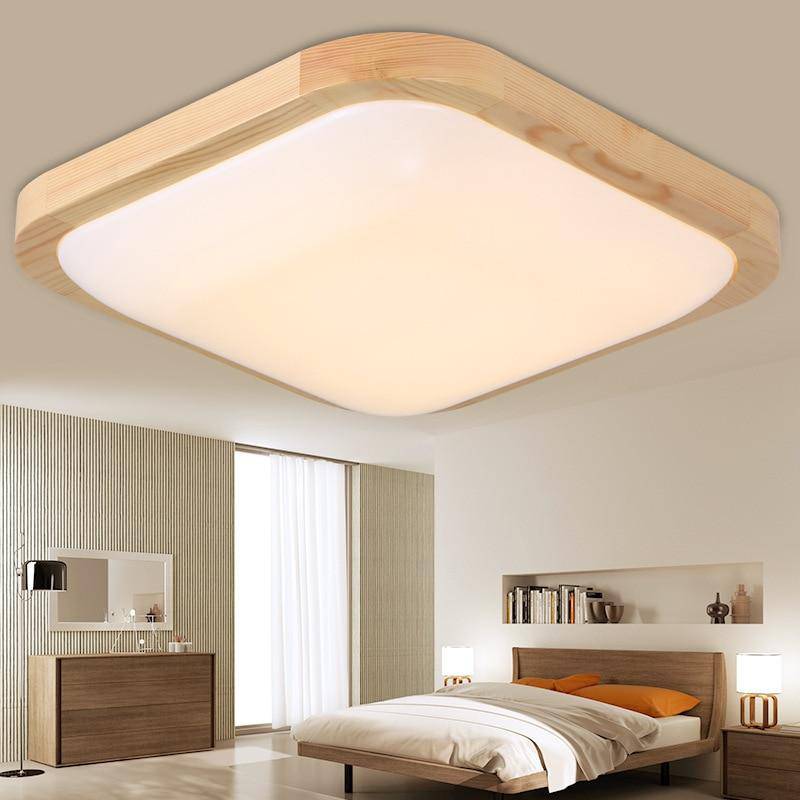 Plafon LED quadrado de madeira com bordas arredondadas Tatami