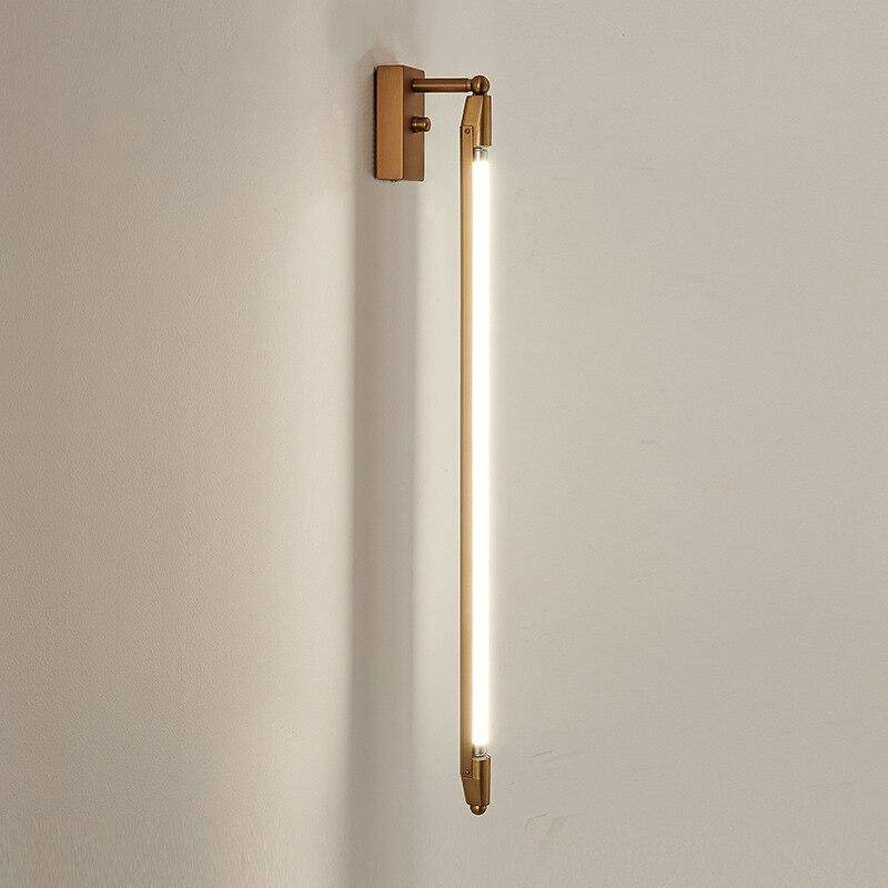 Arandela de design LED com barra de ouro giratória
