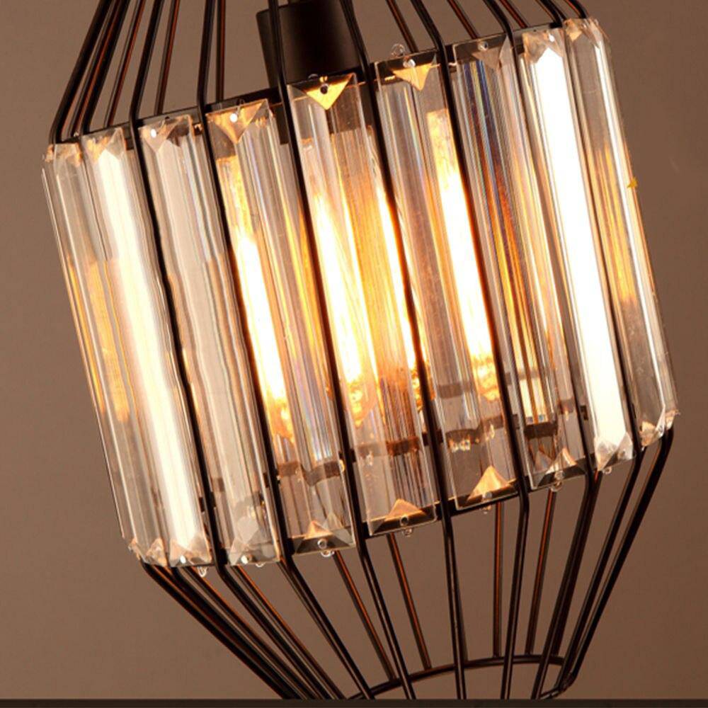 Luminária pendente vintage retrô LED com design de cristal