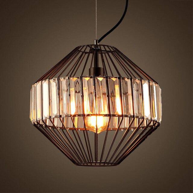Luminária pendente vintage retrô LED com design de cristal