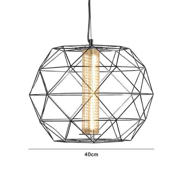 Luminária pendente com design geométrico de gaiola fina