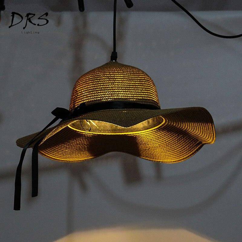 Luminária pendente de chapéu de palha