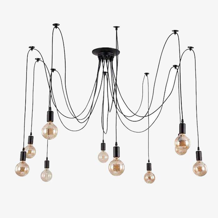 Luminária pendente de design com lâmpadas suspensas no cabo de jantar