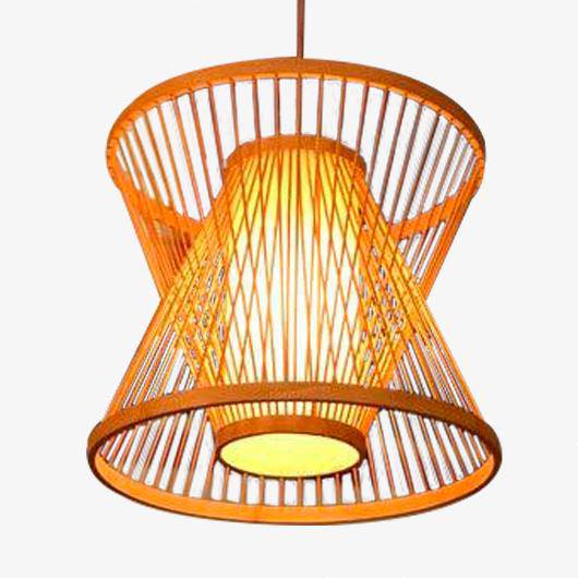 Luminária pendente com design de gaiola de bambu de vime