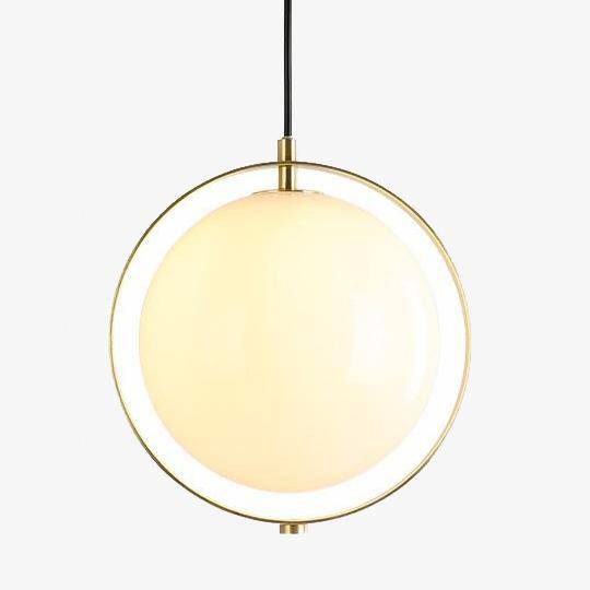 Luminária pendente de bola de vidro LED de design em círculo dourado