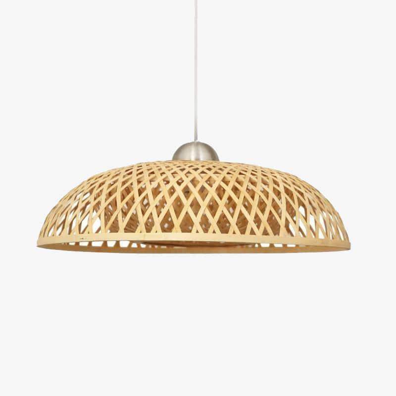 Luminária pendente de bambu com design de vime