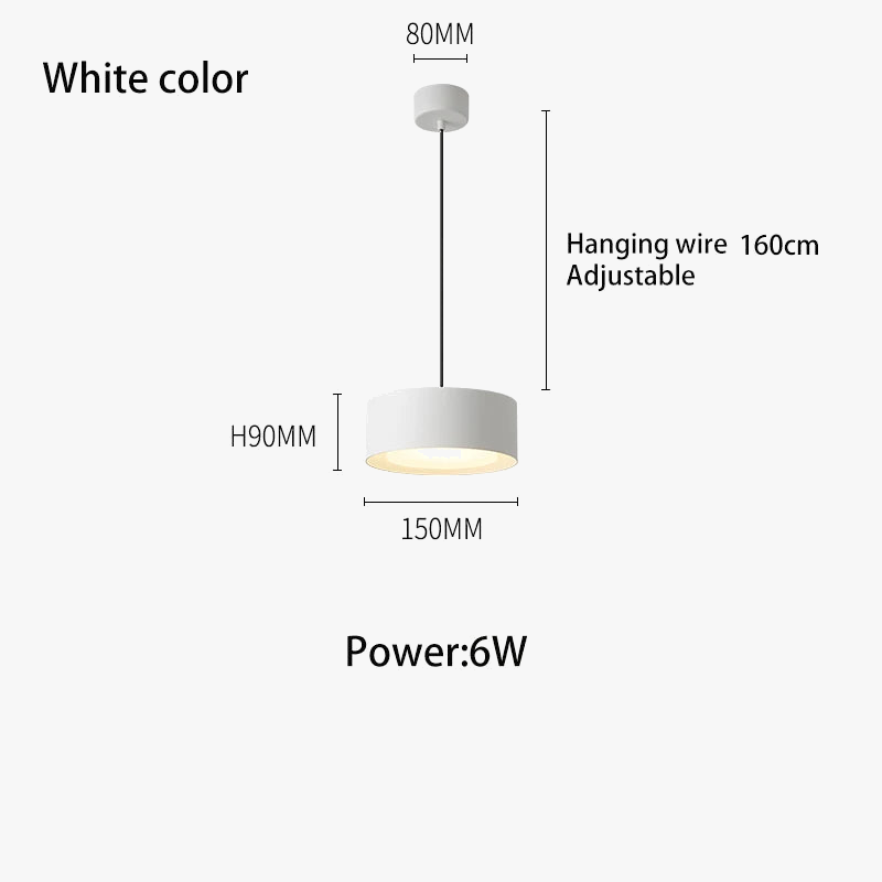 Pendente LED acrílico branco preto dourado branco