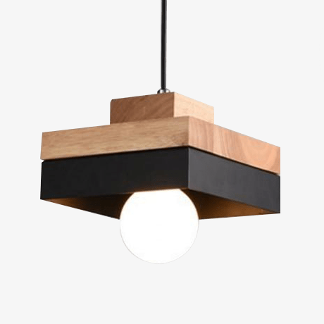 Luminária pendente LED de madeira (quadrada ou redonda)