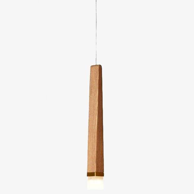 Luminária pendente moderna e longa em barra de madeira nórdica